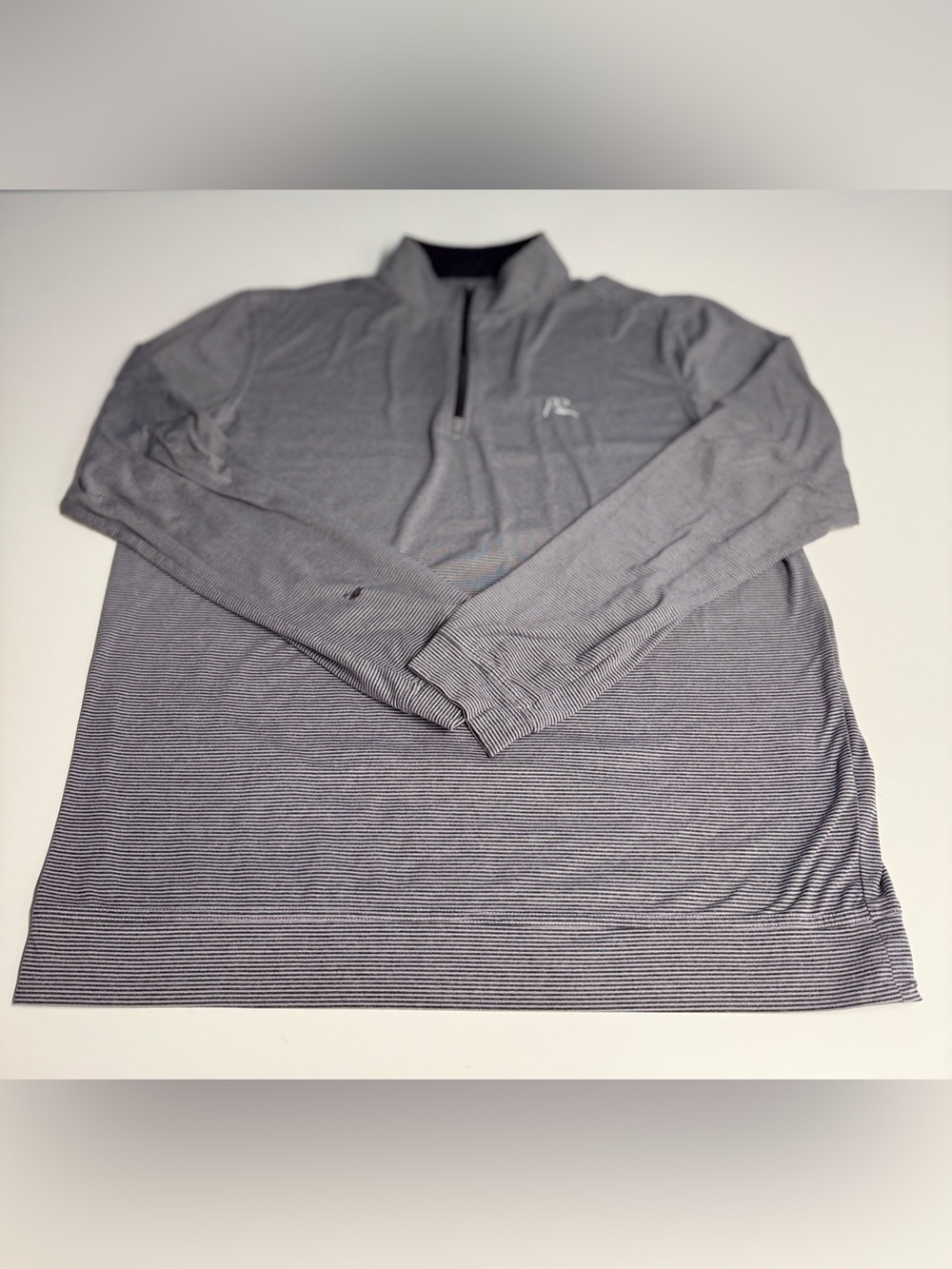Rhoback Men's Gray Striped Quarter-Zip Pullover